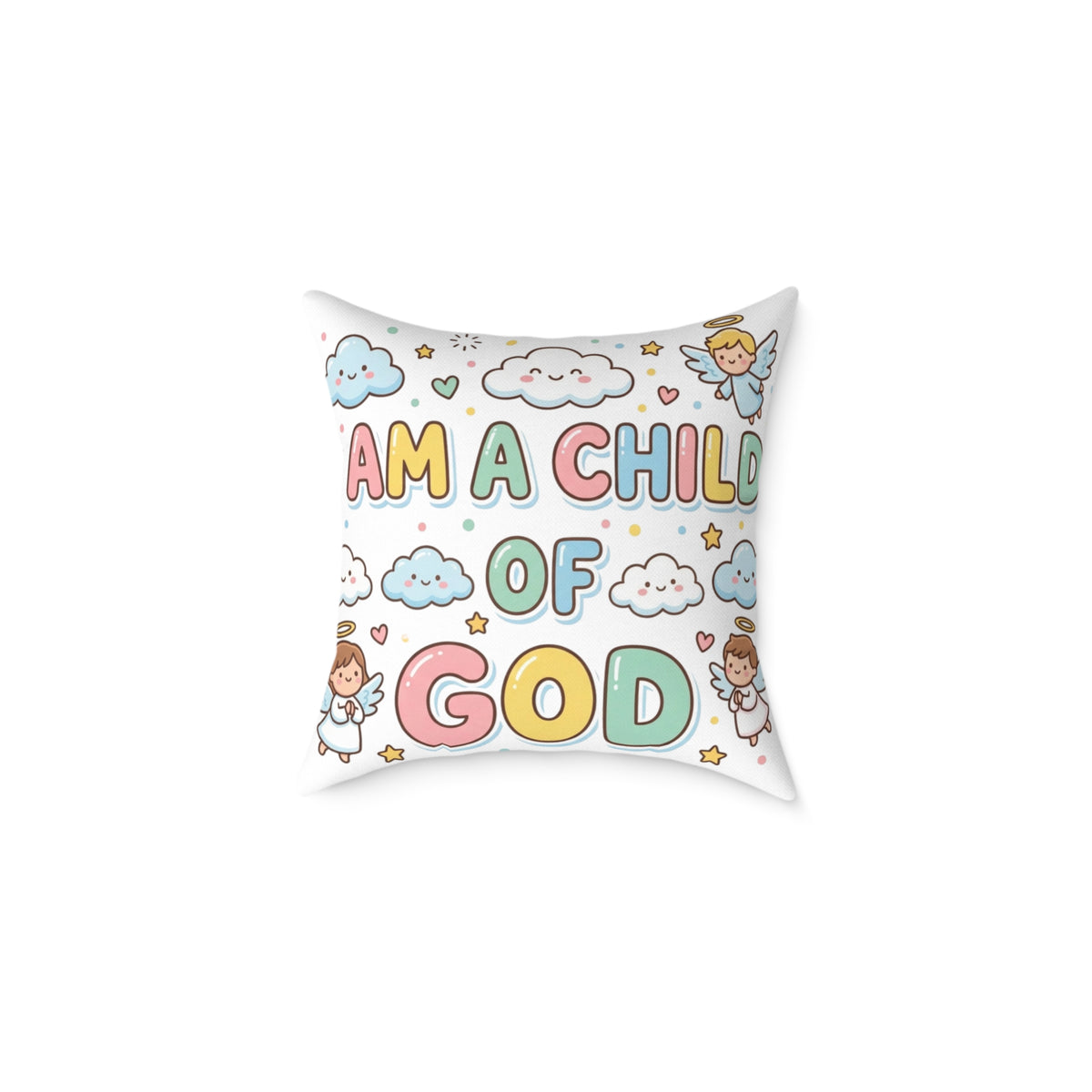 I Am a Child of God Pillow Light Color — Personalized Kids' Faith Decorative Throw Pillow