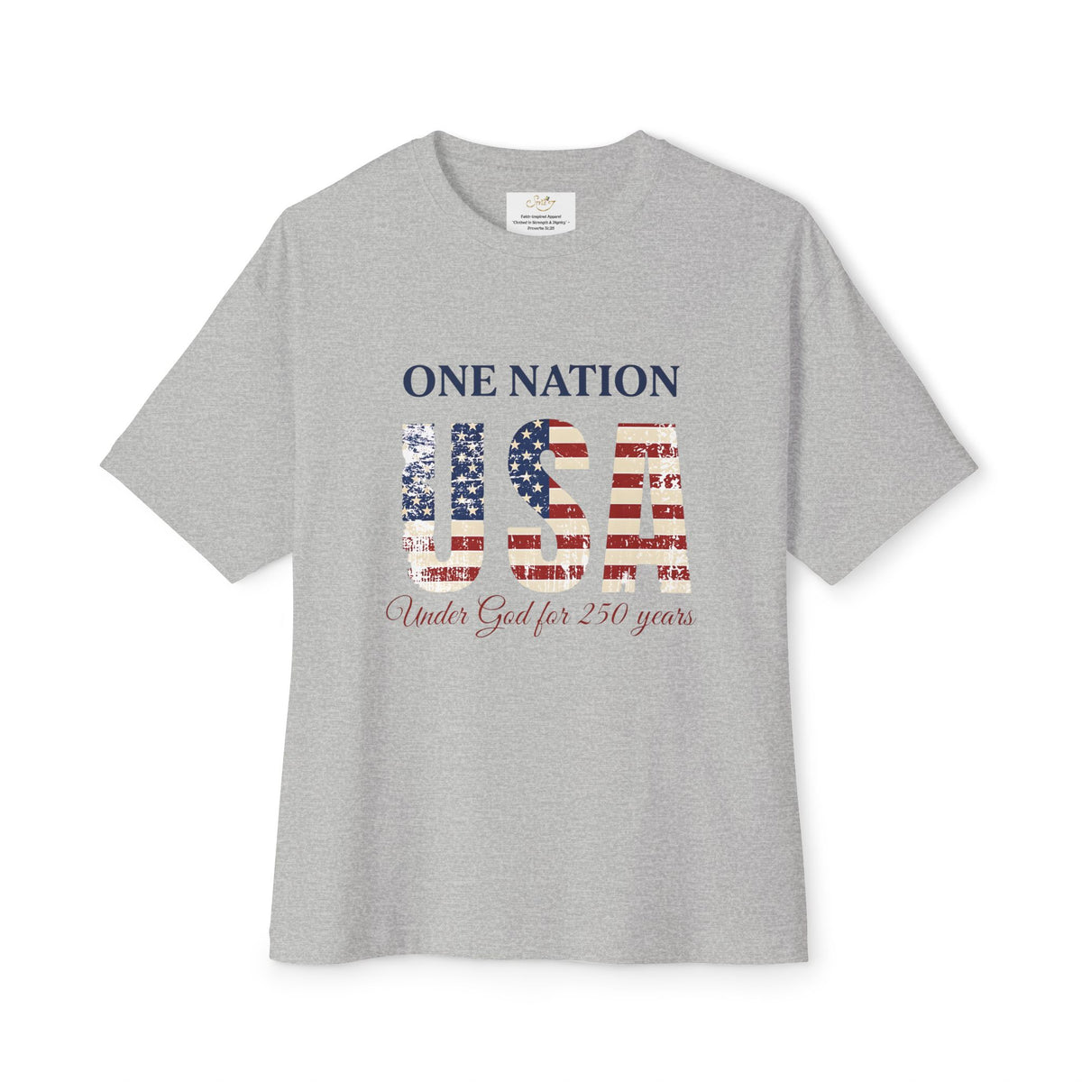 America 250 T-Shirt — "One Nation, Under God for 250 Years" Patriotic USA Flag Tee