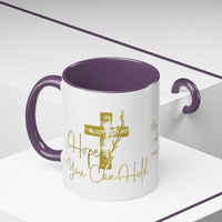 Christian Scripture Coffee Mug – Romans 15:13 Gold Calligraphy Accent Mug (11/15oz)