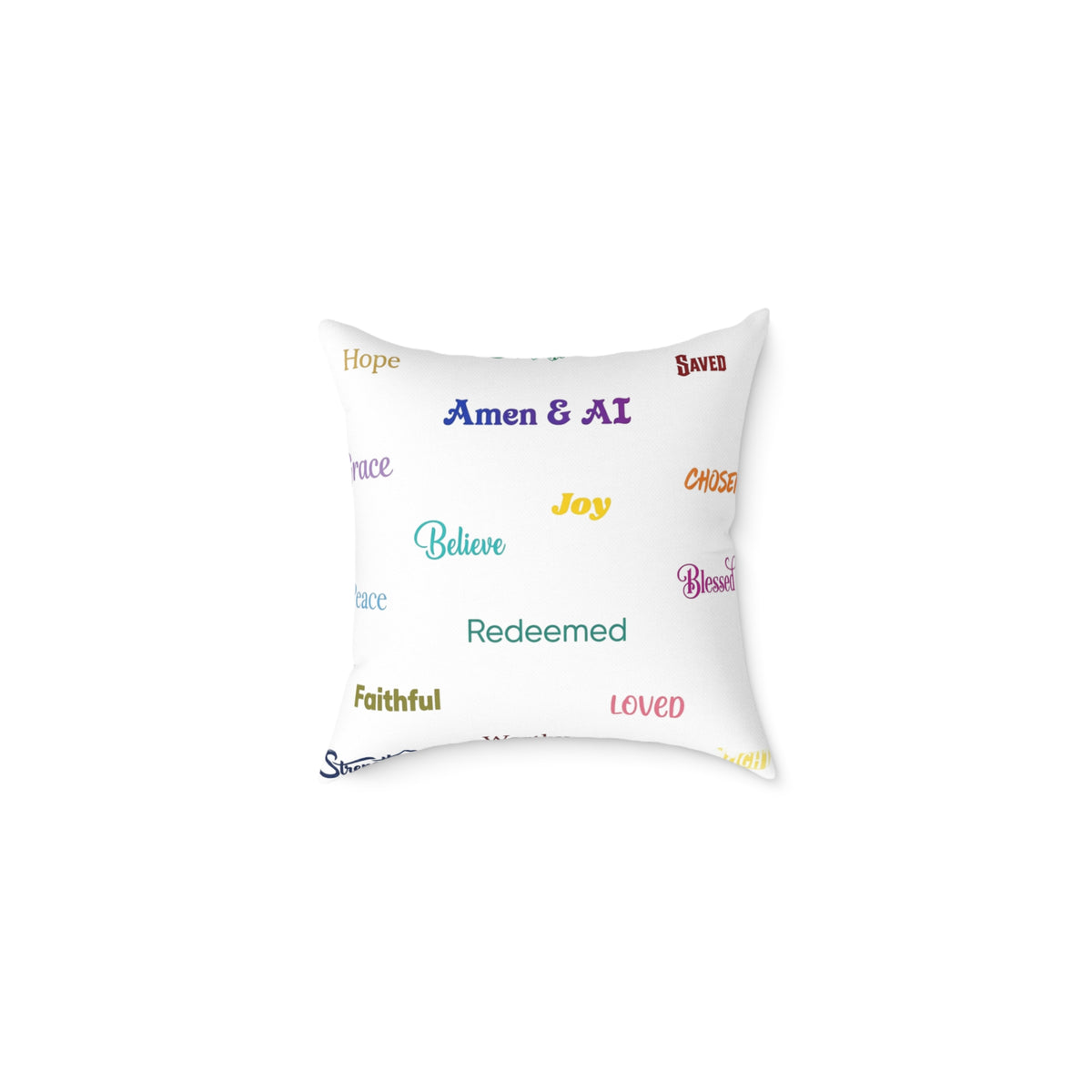 Inspirational Words Square Pillow — 'Amen & Al' Faith Accent Cushion