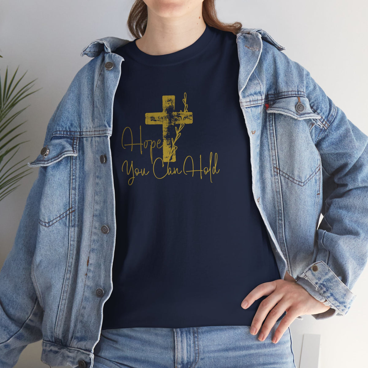 Christian T-Shirt - 'Hope You Can Hold' Gold Cross Tee