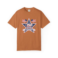 Patriotic T-Shirt — "250 Years Bold, United We Stand" with "God Bless America"