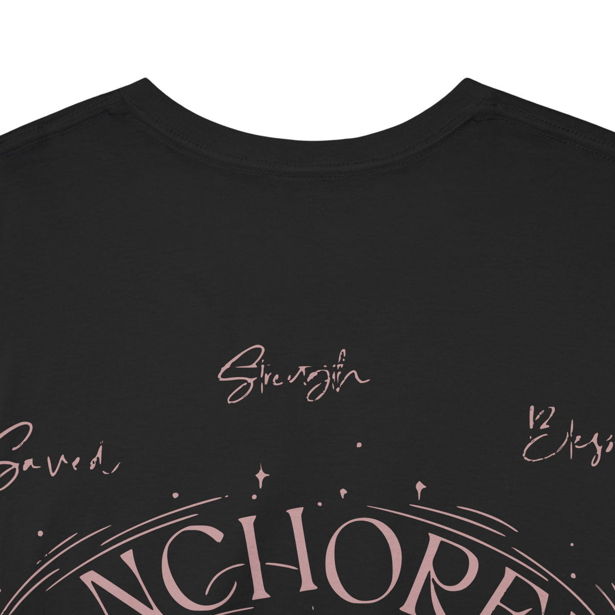 Anchored Faith T-Shirt — "Anchored" Calligraphy with Faith, Hope & Grace