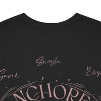 Anchored Faith T-Shirt — "Anchored" Calligraphy with Faith, Hope & Grace