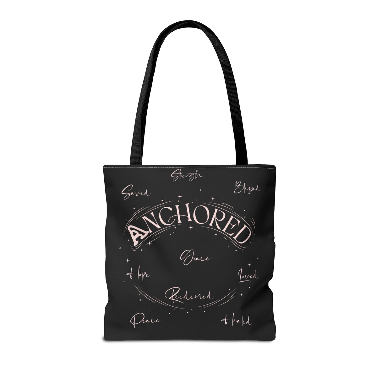 Anchored Inspirational Tote Bag — 'Anchored' Script Design