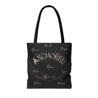 Anchored Inspirational Tote Bag — 'Anchored' Script Design