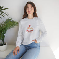 Unisex Christian Crewneck Sweatshirt — "Blessed" Faith Cross Graphic