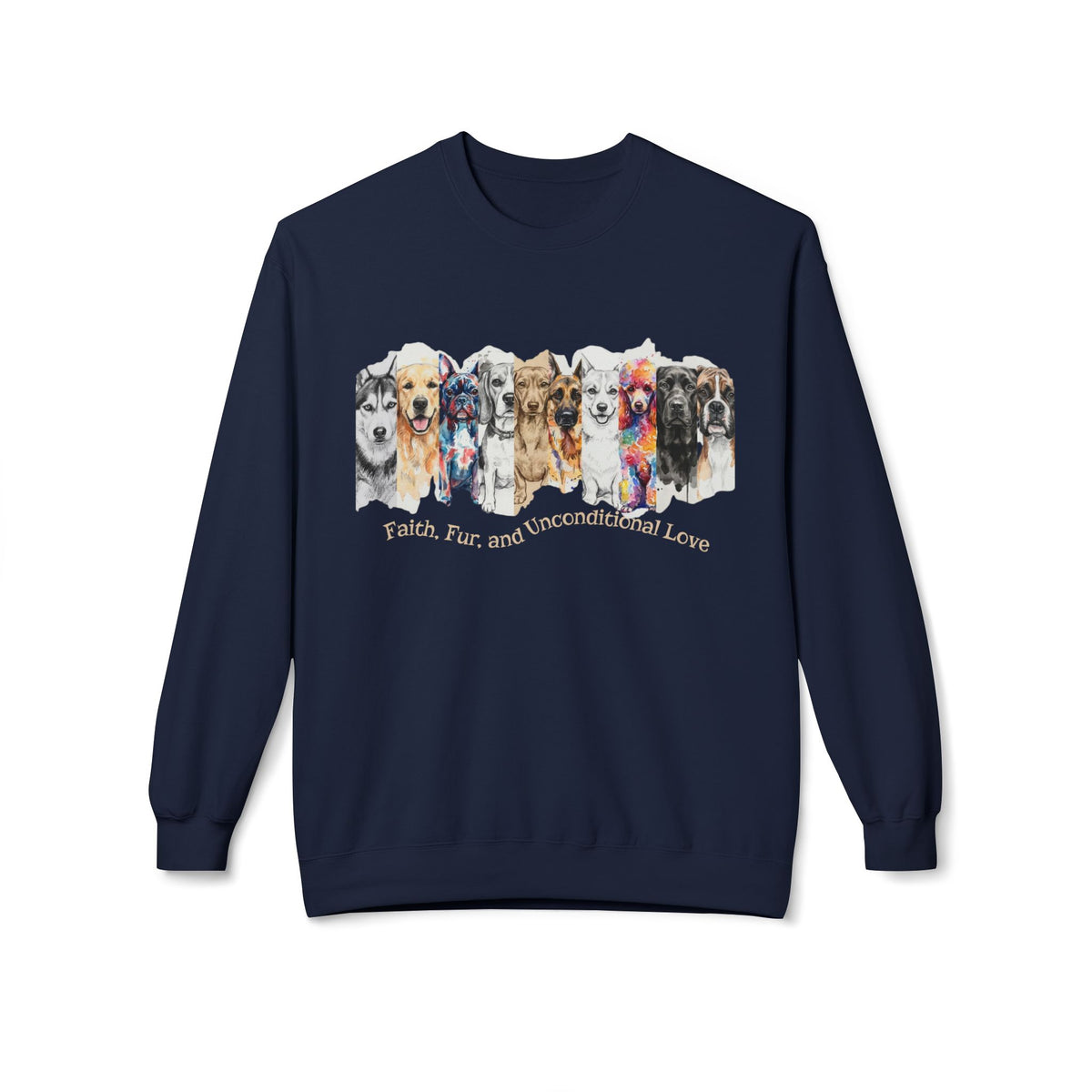 Dog Lover Crewneck Sweatshirt — Watercolor Pack with "Faith, Fur and Unconditional love"