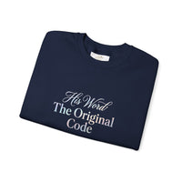 His Word "The Original Code" Crewneck Sweatshirt — Pastel Logo Comfort Pullover