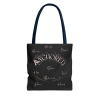 Anchored Inspirational Tote Bag — 'Anchored' Script Design