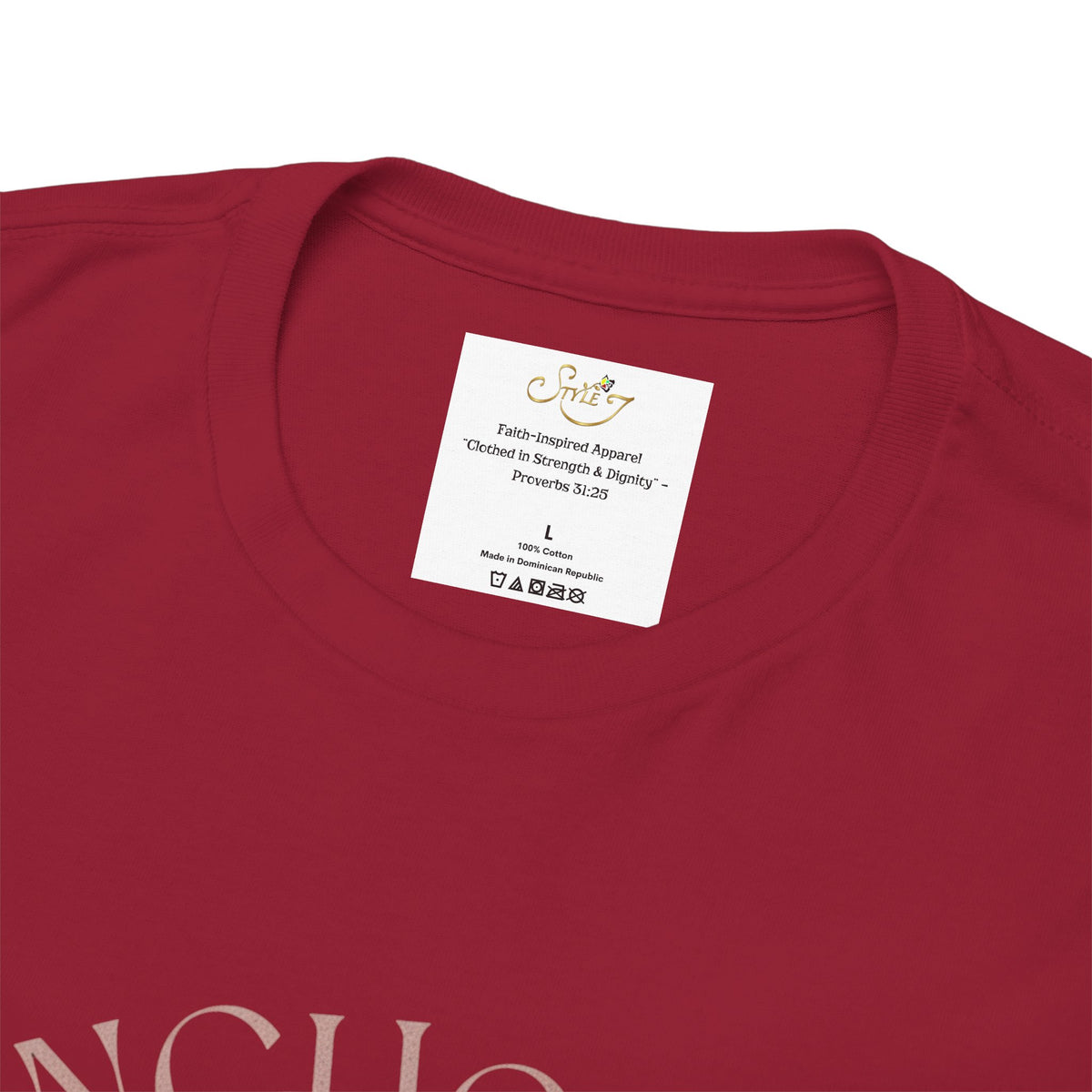 Anchored Faith T-Shirt — "Anchored" Calligraphy with Faith, Hope & Grace