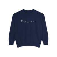 Faith Cross Sweatshirt — "Love is the Original Algorithm" Christian Crewneck