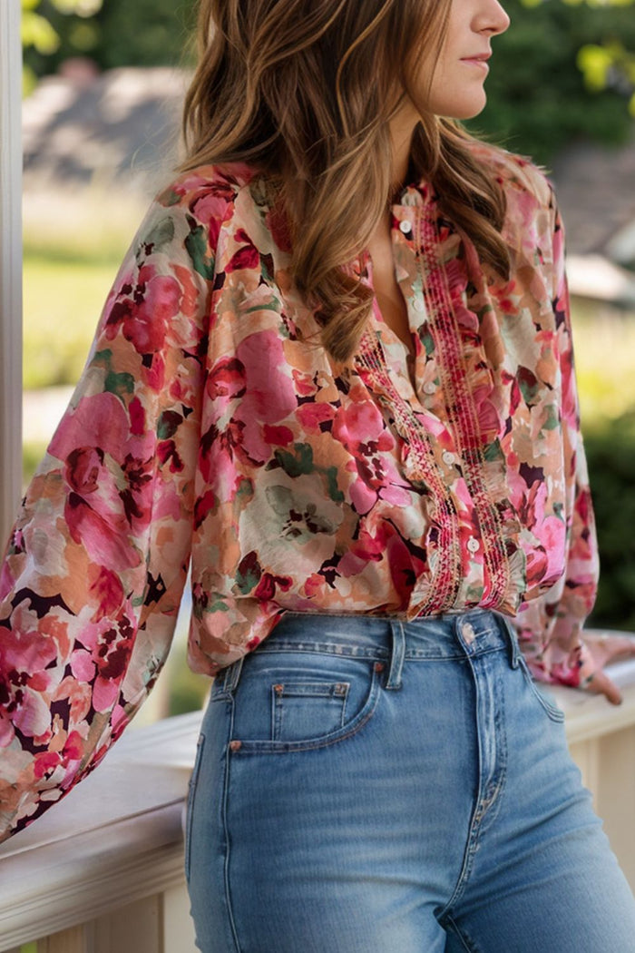 Frill Printed Long Sleeve Shirt