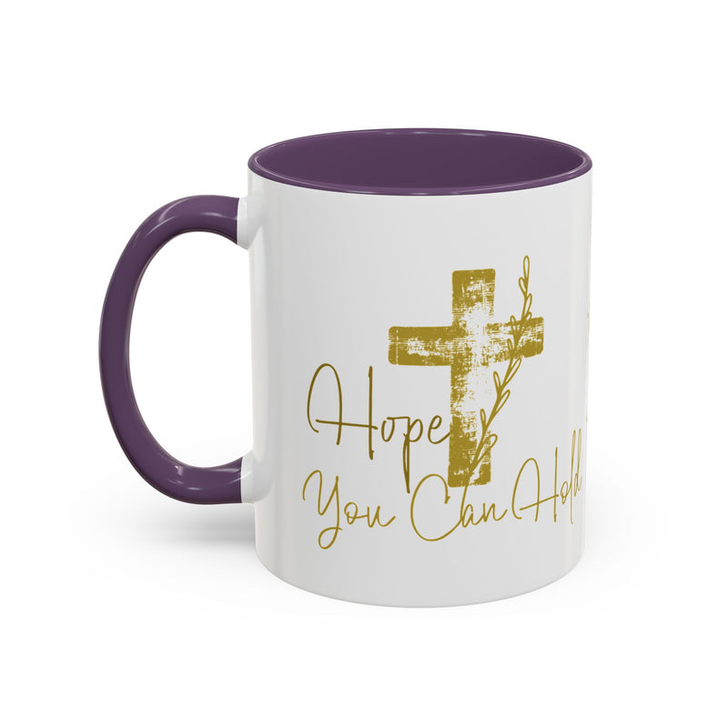 Christian Scripture Coffee Mug – Romans 15:13 Gold Calligraphy Accent Mug (11/15oz)