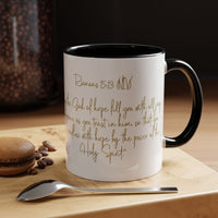 Christian Scripture Coffee Mug – Romans 15:13 Gold Calligraphy Accent Mug (11/15oz)