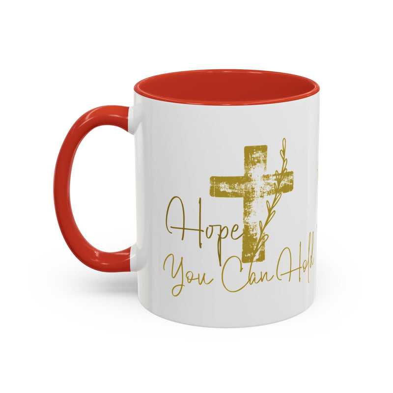 Christian Scripture Coffee Mug – Romans 15:13 Gold Calligraphy Accent Mug (11/15oz)