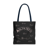 Anchored Inspirational Tote Bag — 'Anchored' Script Design
