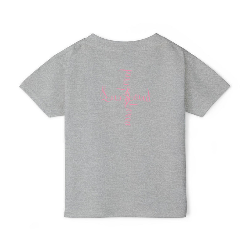 Toddler T‑Shirt — Cute Teddy Bear Cross Design with Pink Script