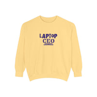Laptop CEO Sweatshirt — 'Be Your Own Boss' Garment-Dyed Crewneck