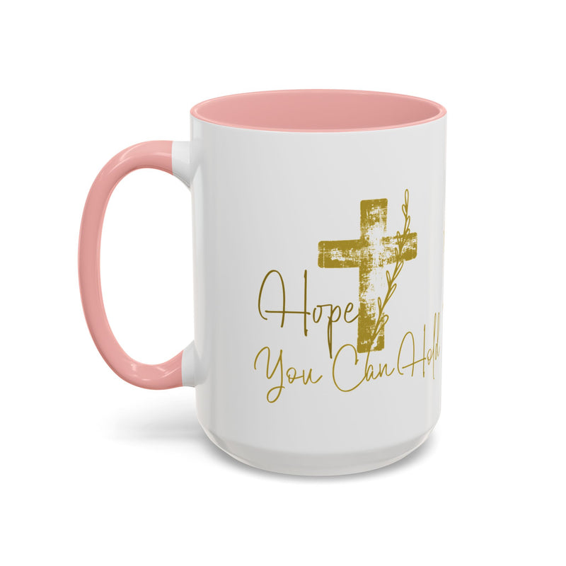 Christian Scripture Coffee Mug – Romans 15:13 Gold Calligraphy Accent Mug (11/15oz)