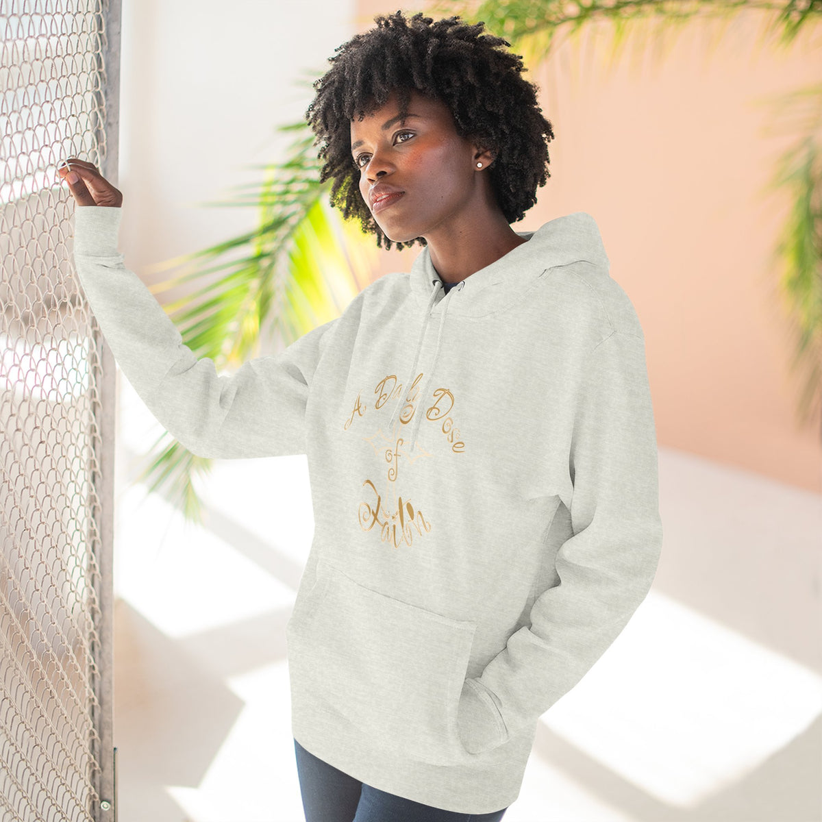 Faith Script Hoodie — "A Daily Dose of Faith" Gold Script Fleece Hoodie