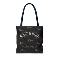 Anchored Inspirational Tote Bag — 'Anchored' Script Design