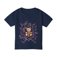 Toddler T‑Shirt — Cute Teddy Bear Cross Design with Pink Script