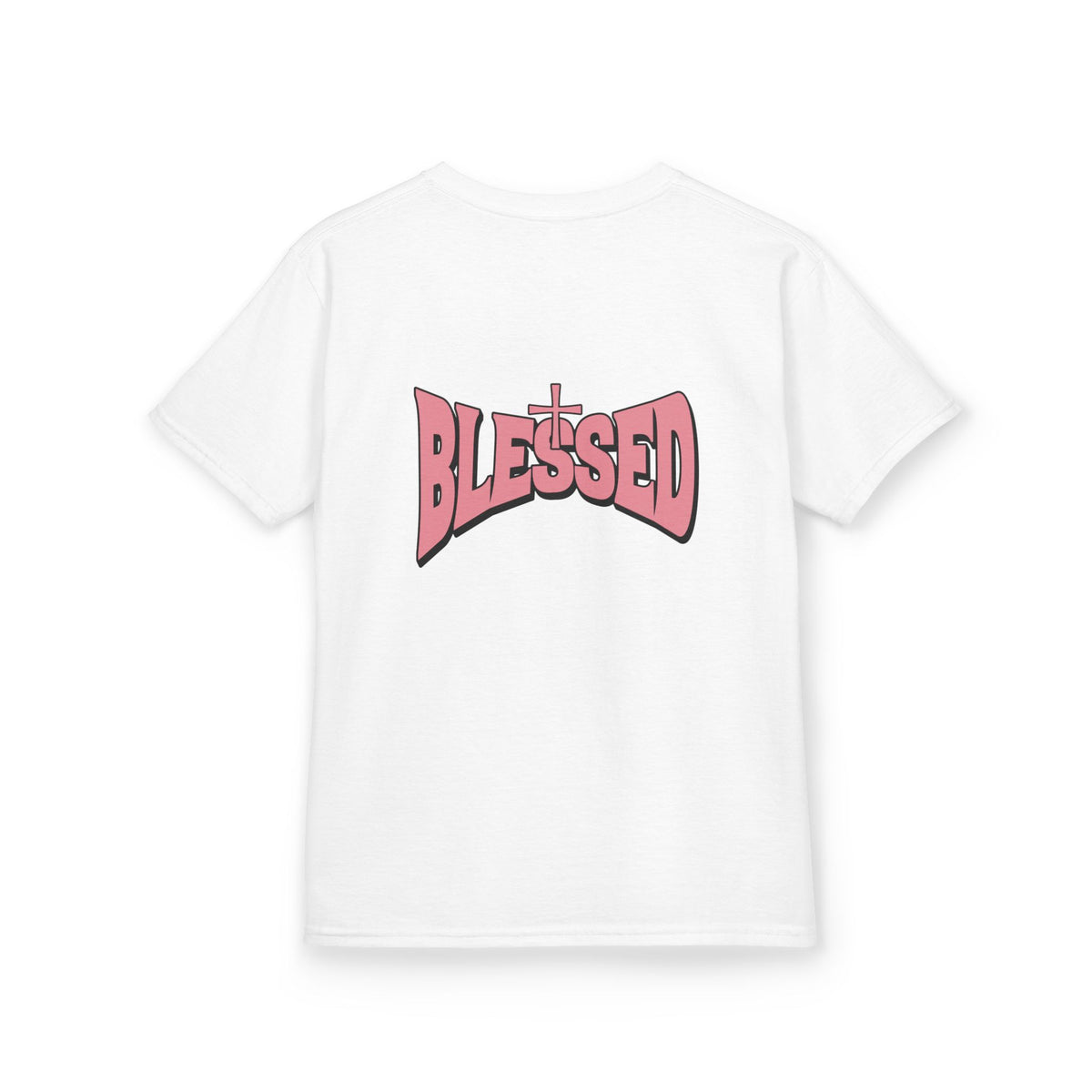 Kids Tee — "Prayer & Play" Cute Christian Shirt (Blessed Back Design)
