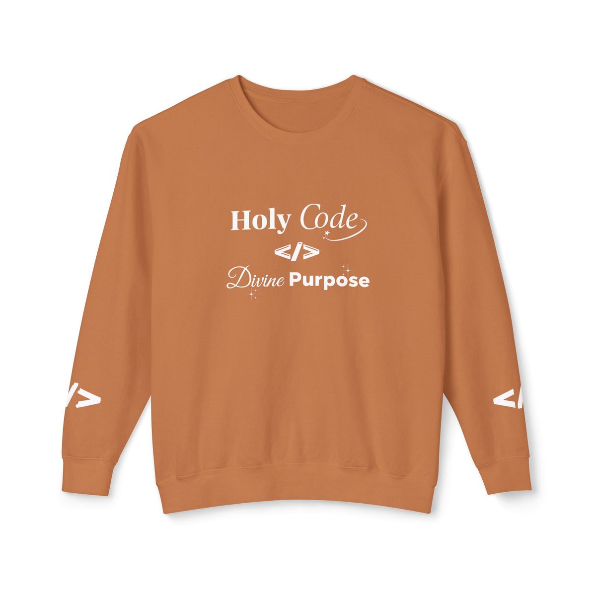 Holy Code Crewneck Sweatshirt — "Divine Purpose" Programmer Graphic