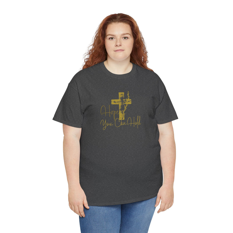 Christian T-Shirt - 'Hope You Can Hold' Gold Cross Tee