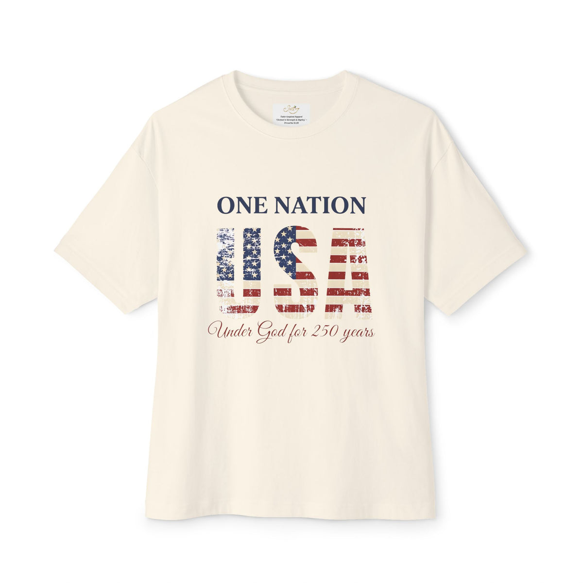 America 250 T-Shirt — "One Nation, Under God for 250 Years" Patriotic USA Flag Tee