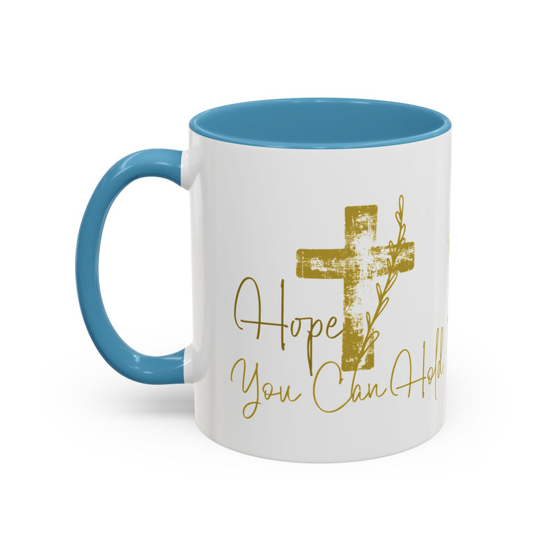 Christian Scripture Coffee Mug – Romans 15:13 Gold Calligraphy Accent Mug (11/15oz)