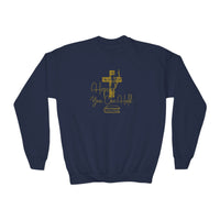 Youth Crewneck Sweatshirt - Gold Glitter Cross “Hope You Can Hold” Christian Tee