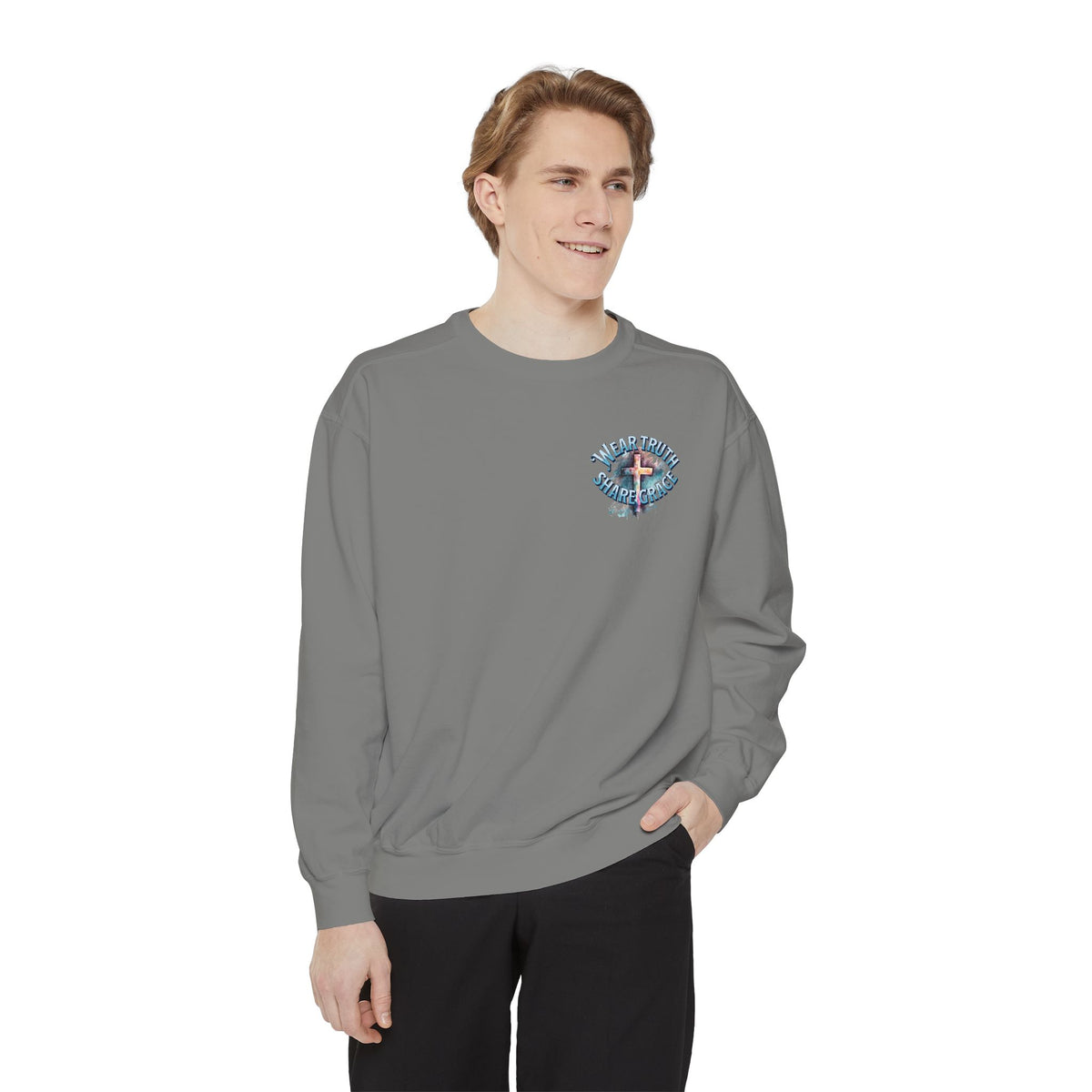 Wear Truth Share Grace Sweatshirt — Christian Cross 'Blessed' Pullover