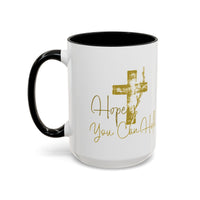 Christian Scripture Coffee Mug – Romans 15:13 Gold Calligraphy Accent Mug (11/15oz)