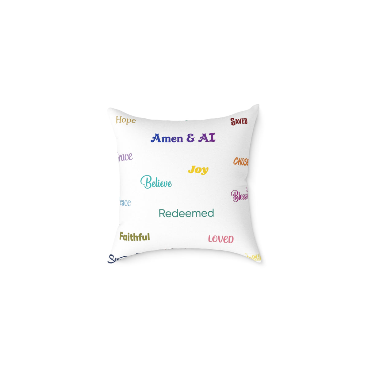 Inspirational Words Square Pillow — 'Amen & Al' Faith Accent Cushion