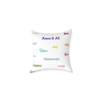Inspirational Words Square Pillow — 'Amen & Al' Faith Accent Cushion