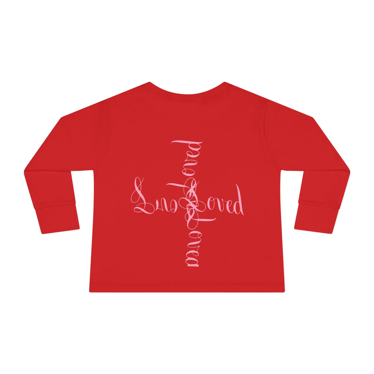 Toddler Tee — "Loved" Cute Teddy Bear Cross Design Long Sleeve