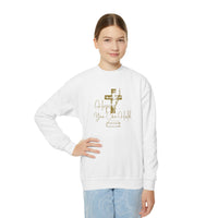 Youth Crewneck Sweatshirt - Gold Glitter Cross “Hope You Can Hold” Christian Tee