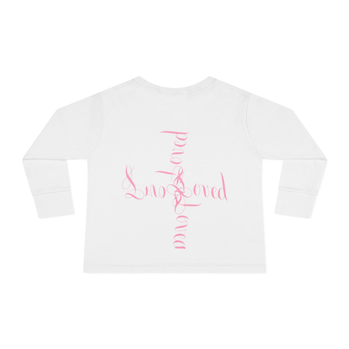 Toddler Tee — "Loved" Cute Teddy Bear Cross Design Long Sleeve