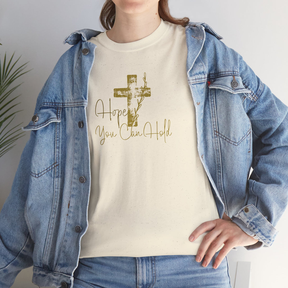 Christian T-Shirt - 'Hope You Can Hold' Gold Cross Tee