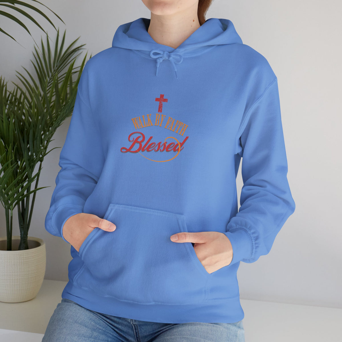 Unisex Blessed Faith Hoodie - 'Walk by Faith' Christian Pullover