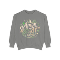 Amen & AI Sweatshirt — Faith-Inspired Crewneck with ‘Divine Data, Holy Purpose" Back Design