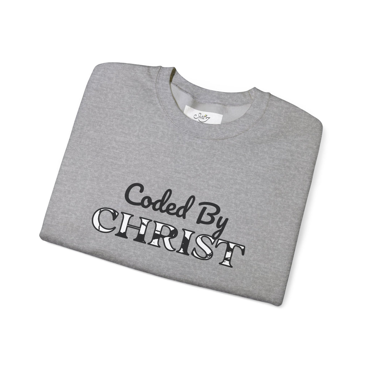 Crewneck Sweatshirt — "Coded By Christ" Inspirational Christian Graphic