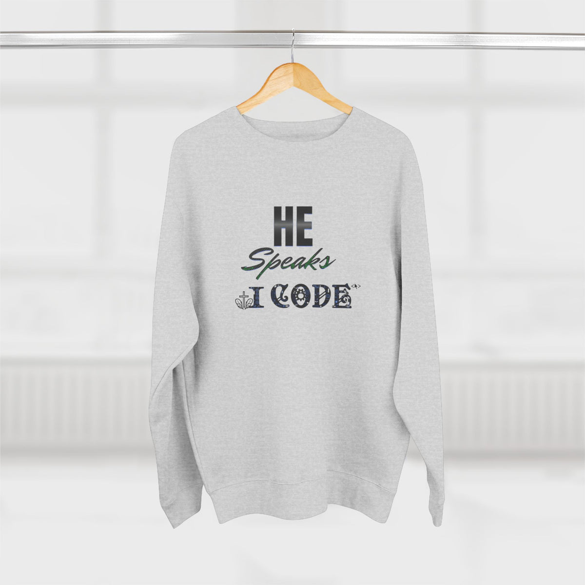 He Speaks I Code Sweatshirt — Programmer Pride Crewneck