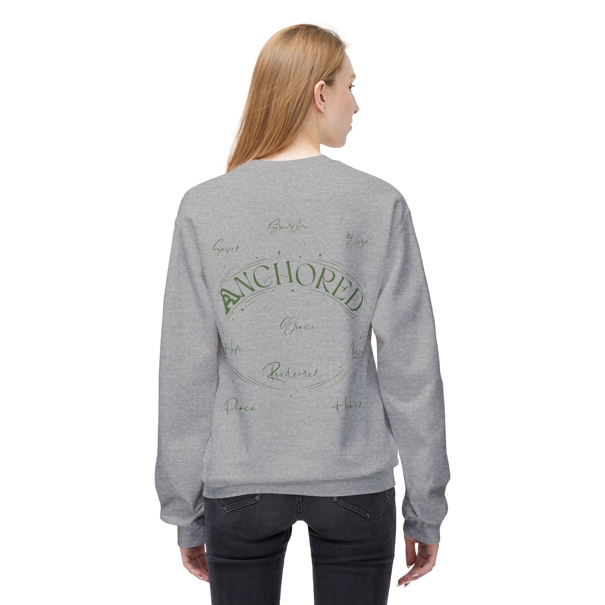 Anchored Crewneck Sweatshirt — Faith, Hope, Grace Inspirational Pullover