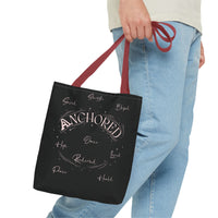 Anchored Inspirational Tote Bag — 'Anchored' Script Design