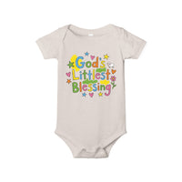 Infant Onesie — "God's Littlest Blessing" Colorful Graphic