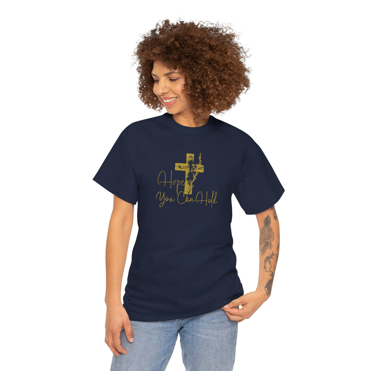 Christian T-Shirt - 'Hope You Can Hold' Gold Cross Tee