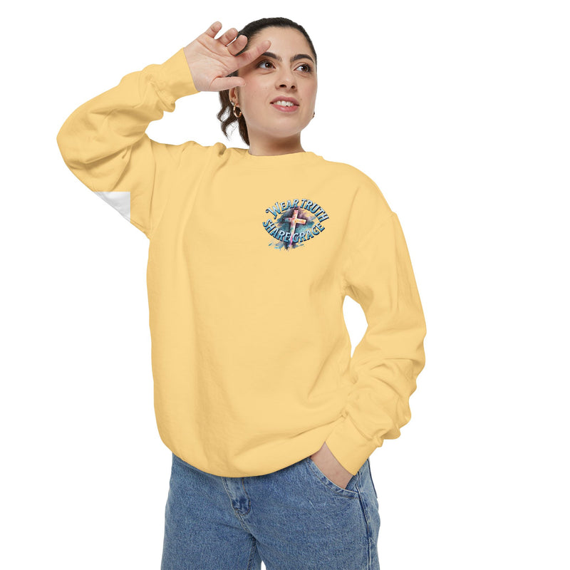 Wear Truth Share Grace Sweatshirt — Christian Cross 'Blessed' Pullover